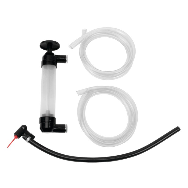Performance Tool W1156 Grip Clip Transfer Pump/ Siphon Fluid Transfer Pump Kit for Water, Oil, Liquid, and Air, Black/Clear, 48-inch Hoses - Image 1